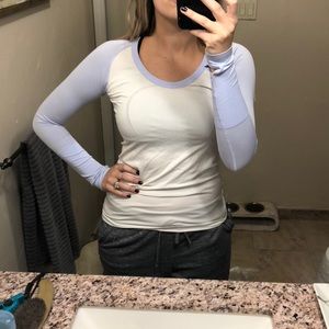 Size 8 white + lavender LULULEMON shirt